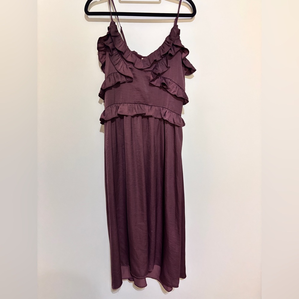 Elegant Ruffled Plum Dress